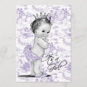 Lavender Purple Vintage Toile Baby Girl Shower Invitation