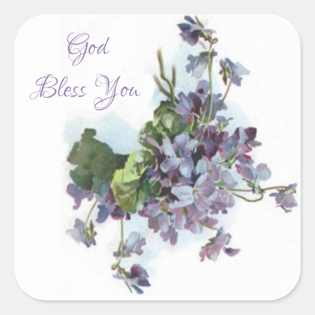 Lavender Purple Violet Flowers Floral Pastel Square Sticker (Front)