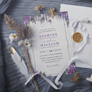 Lavender Purple Watercolor Elegant Modern Wedding Invitation