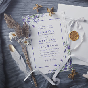 Lavender Purple Watercolor Elegant Modern Wedding Invitation