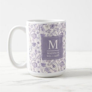 Lavender Purple Watercolor Floral Flowers Pattern Coffee Mug