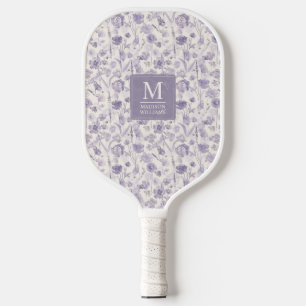 Lavender Purple Watercolor Floral Flowers Pattern Pickleball Paddle
