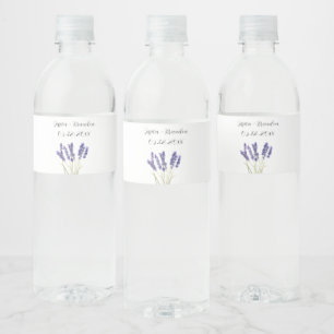 Lavender Purple Watercolor Flower Floral Wedding Water Bottle Label