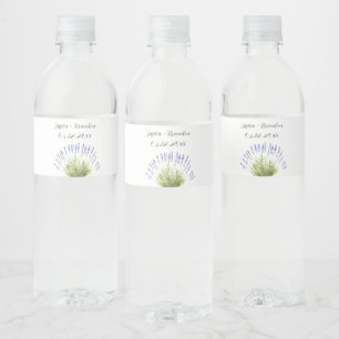 Lavender Purple Watercolor Flower Floral Wedding Water Bottle Label
