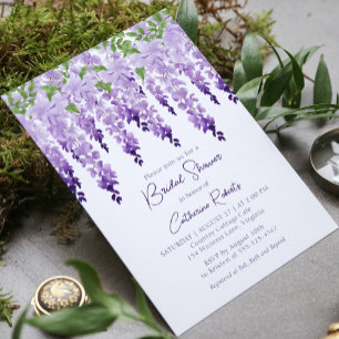 Lavender Purple Watercolor Wisteria Bridal Shower Invitation