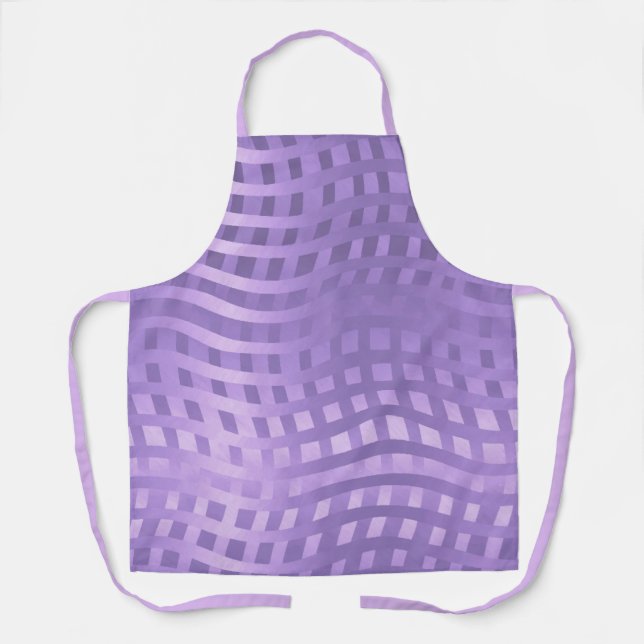 Lavender Purple Wavy Abstract Apron (Front)