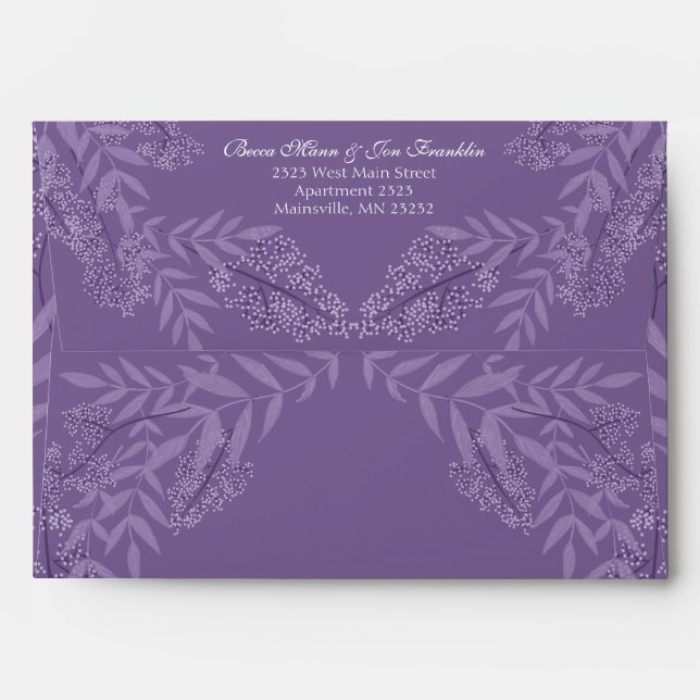 Lavender Purple Wedding Botanical Envelope (Back (Top Flap))