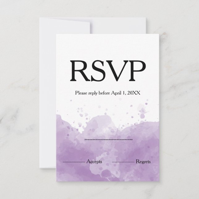 Lavender Purple wedding design in watercolor  RSVP Card (Front)
