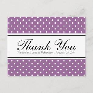 Lavender purple wedding thank you postcards
