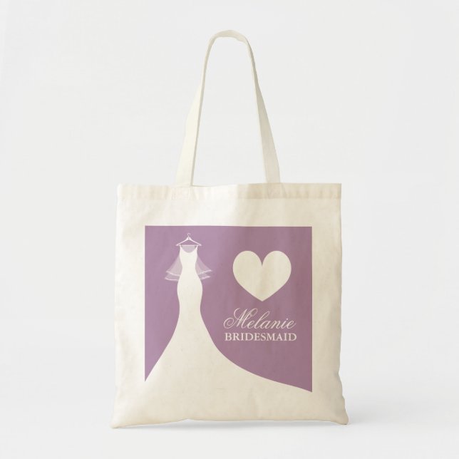 Lavender purple wedding tote bags for bridesmaids (Front)