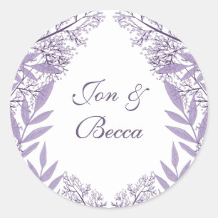 Lavender Purple Wedding Vintage Botanical Classic Round Sticker