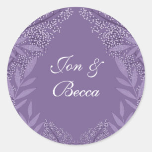 Lavender Purple Wedding Vintage Botanical Classic Round Sticker