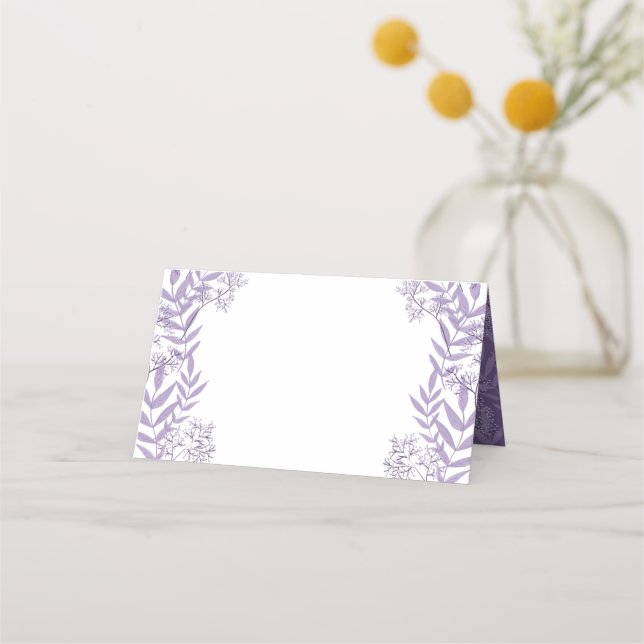 Lavender Purple Wedding Vintage Botanical Place Card (Front)