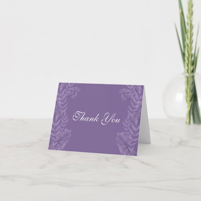 Lavender Purple Wedding Vintage Botanical Thank You Card (Front)