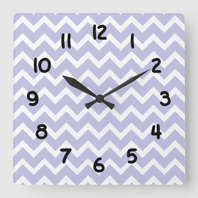 Lavender purple white Chevron Clock (Front)