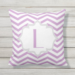 Lavender purple, white chevron zigzag pattern cushion