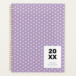 Lavender Purple White Polka Dot Personalised Planner