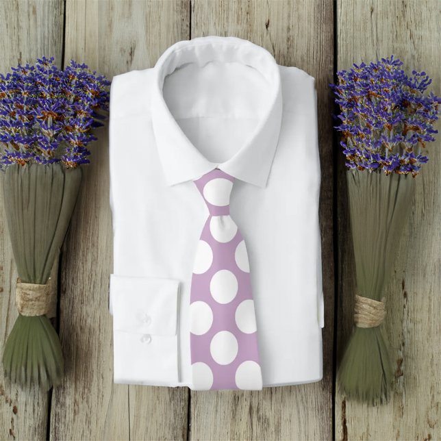 Lavender Purple White Polka Dots Retro Tie (Creator Uploaded)
