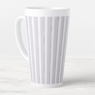 Lavender Purple White Sparkle Glitter Stripes Latte Mug