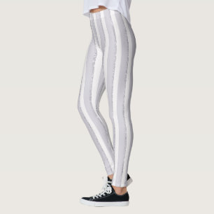 Lavender Purple White Sparkle Glitter Stripes Leggings