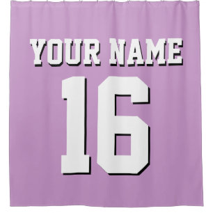 Lavender Purple White Sports Jersey Team Jersey Shower Curtain