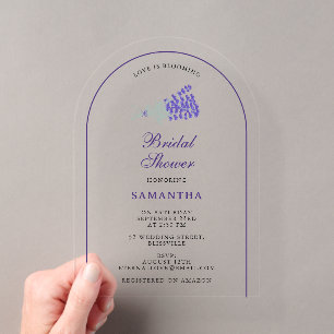 Lavender Purple Wildflower Floral Bridal Shower Acrylic Invitations