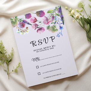 Lavender purple wildflower spring RSVP Invitation