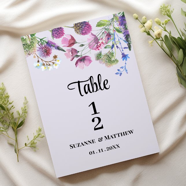 Lavender purple wildflower spring Table Numbers (Lavender purple wildflower spring Table )