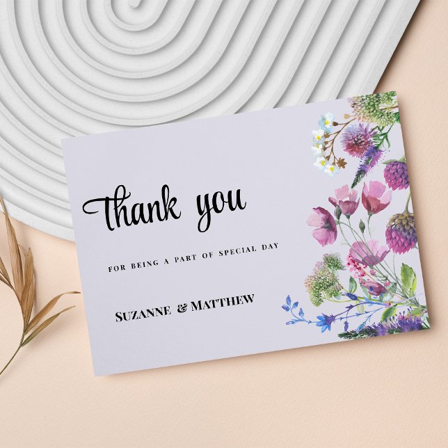 Lavender purple wildflower spring Thank You Invitation (Lavender purple wildflower spring Thank You)