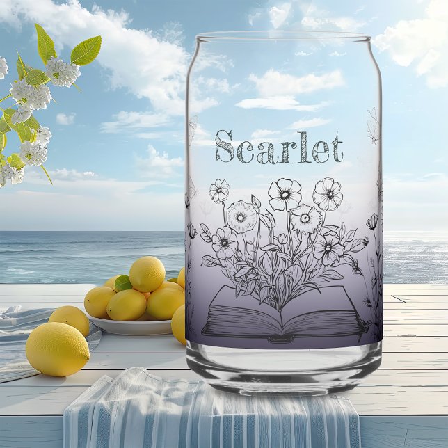 Lavender Purple Wildflowers and Butterflies Can Glass (Creator Uploaded)