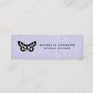 Lavender Purple with Simple Butterfly Logo Mini Business Card