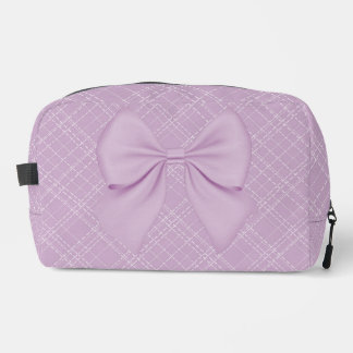 LAVENDER PURPLE WITH TINY WHITE STRIPES & BOW DOPP KIT