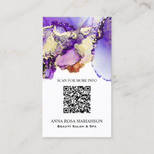 *~* LAVENDER QR CODE Yummy Gold Bold AP29 Business Card