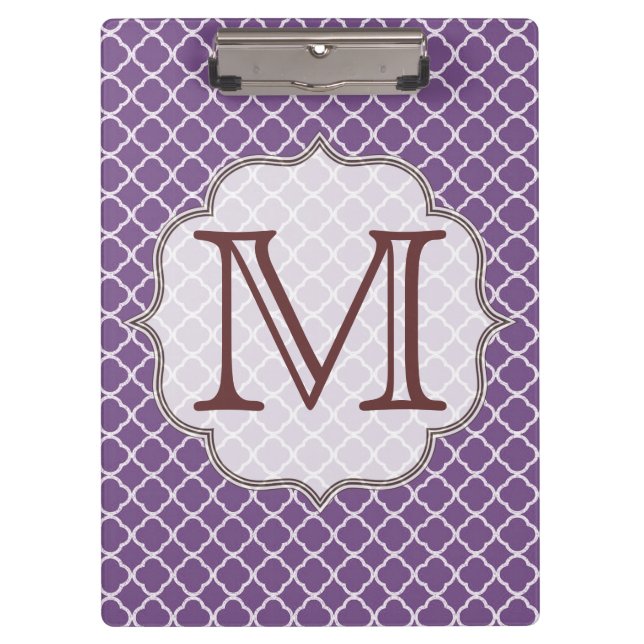 Lavender Quarterfoil Latti Monogram Clip Board (Front)