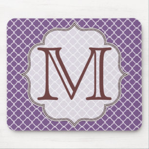 Lavender Quarterfoil Latti Monogram Mouse Pad