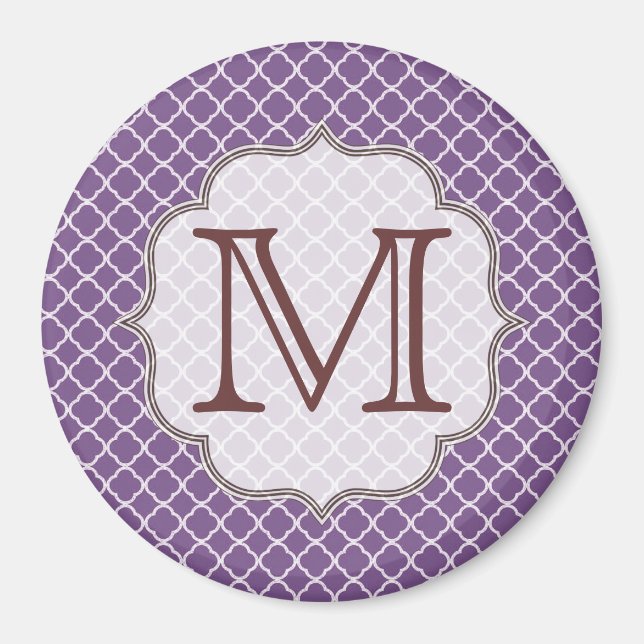 Lavender Quarterfoil Monogram Initial Magnet (Front)