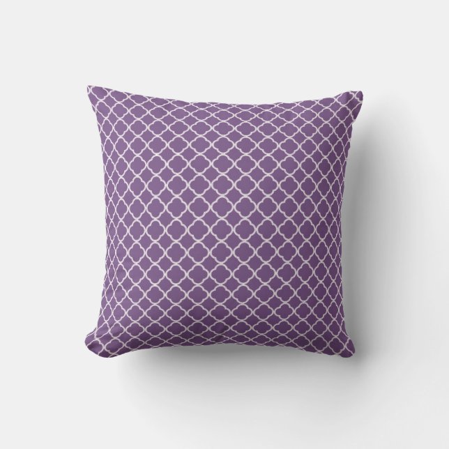 Lavender Quarterfoil Monogram Throw Couch Pillow (Front)