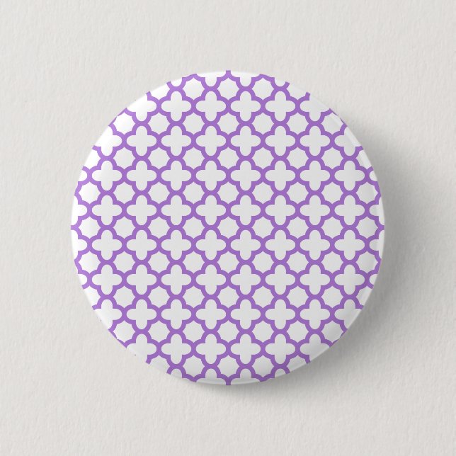 Lavender Quatrefoil Pattern 6 Cm Round Badge (Front)