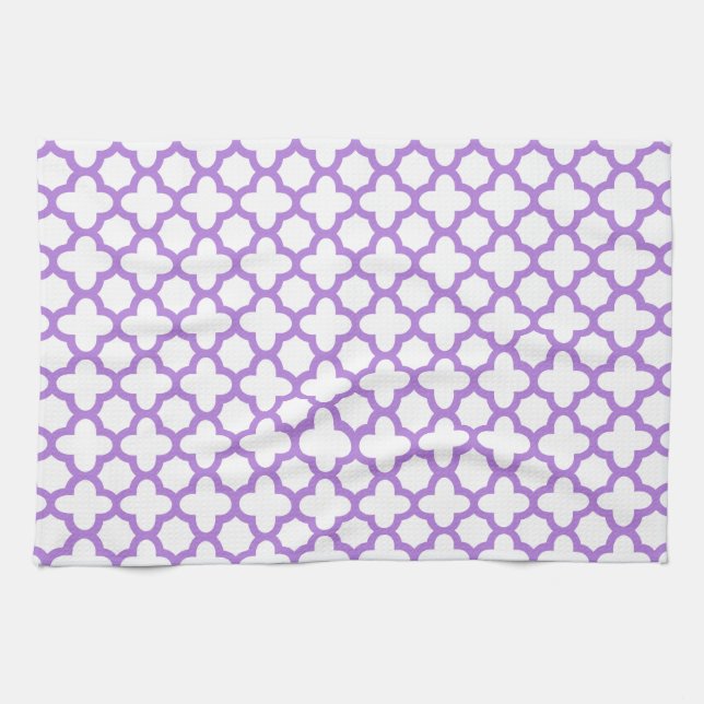 Lavender Quatrefoil Pattern Tea Towel (Horizontal)