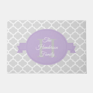 Lavender Quatrefoil Personalised Doormat