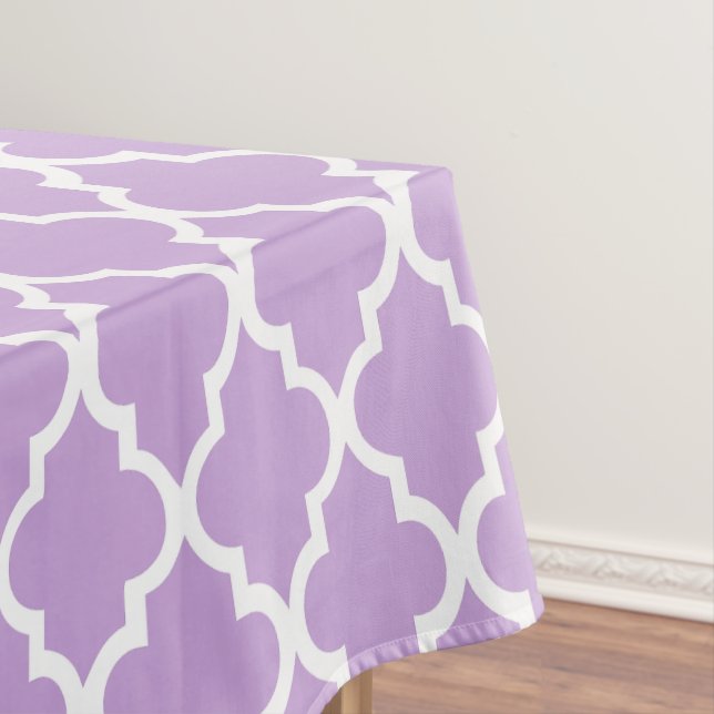Lavender Quatrefoil Tiles Pattern Tablecloth (In Situ)