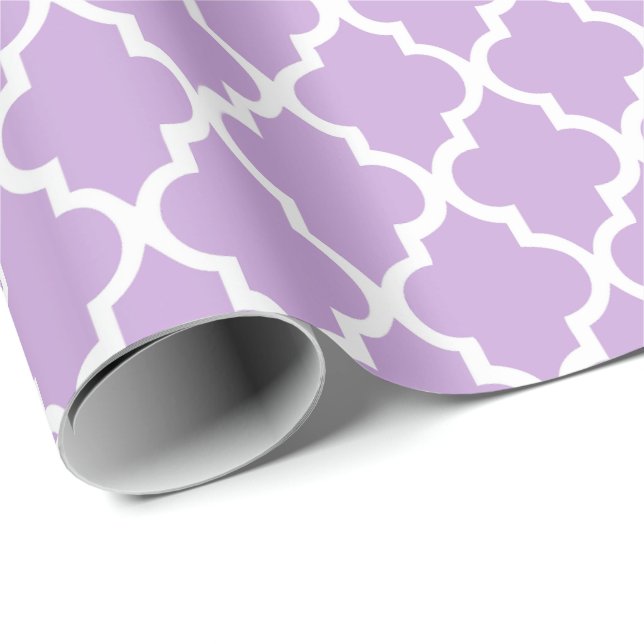 Lavender Quatrefoil Tiles Pattern Wrapping Paper (Roll Corner)