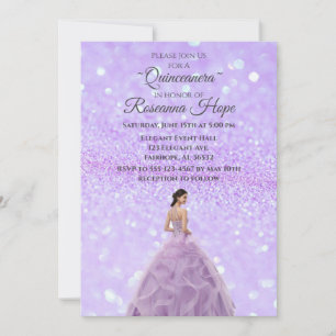 Lavender Quinceanera Invitation with Picture