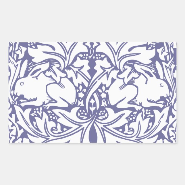 Lavender Rabbit Botanical Arts and Crafts  Rectangular Sticker (Front)