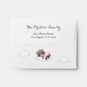 Lavender Racoon Animal Baby Shower  Envelope