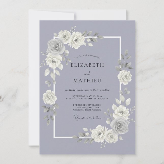 Lavender Radiant Floral Wedding Invitation (Front)