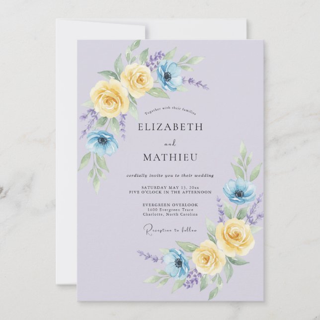Lavender Radiant Spring Floral Wedding Invitation (Front)