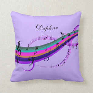 Lavender Rainbow Music Notes Personalised Pillow