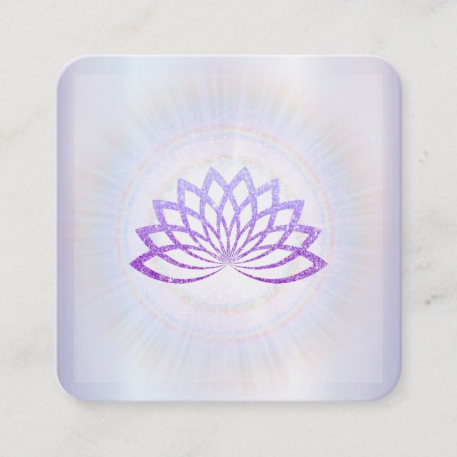 *~* Lavender Rays Reiki Energy Healing Lotus Square Business Card (Front)