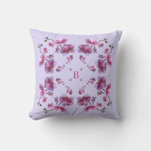 Lavender Red Violet Orchids Square Pillow